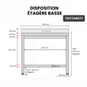 Table inox 700 x 700 mm adossée avec 2 étagères / GOLDINOX