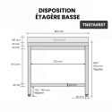 Table inox 800 x 700 mm adossée avec 2 étagères / GOLDINOX