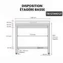 Table inox 1200 x 700 mm adossée avec 2 étagères / GOLDINOX
