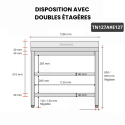 Table inox 1200 x 700 mm adossée avec 2 étagères / GOLDINOX