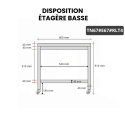 Table inox 700 x 700 mm avec 2 étagères sur roulettes / GOLDINOX