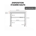 Table inox 700 x 700 mm avec 2 étagères sur roulettes / GOLDINOX