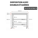Table inox 1000 x 700 mm avec 2 étagères sur roulettes / GOLDINOX