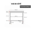 Table inox 1800 x 700 mm avec 2 étagères sur roulettes / GOLDINOX