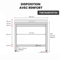 Table inox soubassement 800 x 700 mm adossée avec renfort / GOLDINOX