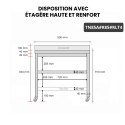 Table inox 800 x 500 mm adossée avec renfort sur roulettes / GOLDINOX