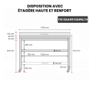 Table inox 1500 x 500 mm adossée avec renfort sur roulettes / GOLDINOX