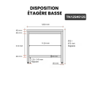 Table inox 1200 x 500 mm avec 2 étagères / GOLDINOX