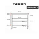 Table inox 800 x 500 mm avec 2 étagères sur roulettes / GOLDINOX