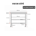 Table inox 1000 x 500 mm avec 2 étagères sur roulettes / GOLDINOX