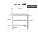 Table inox 2000 x 500 mm adossée sur roulettes / GOLDINOX
