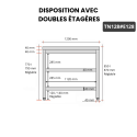 Table inox 1200 x 800 mm avec 2 étagères / GOLDINOX