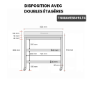 Table inox 800 x 800 mm adossée avec 2 étagères sur roulettes / GOLDINOX