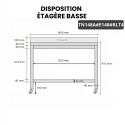 Table inox 1400 x 800 mm adossée avec 2 étagères sur roulettes / GOLDINOX