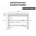 Table inox 1400 x 800 mm adossée avec 2 étagères sur roulettes / GOLDINOX