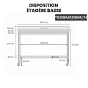 Table inox 2000 x 800 mm adossée avec 2 étagères sur roulettes / GOLDINOX