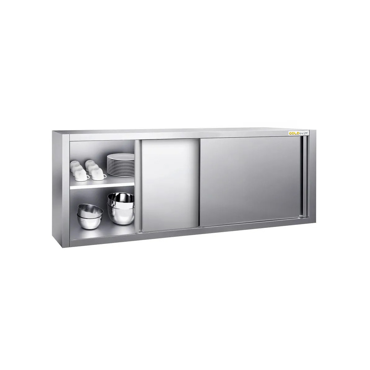 Placard mural inox 2000 x 400 mm / Hauteur 650 mm avec portes coulissantes PREMIUM / GOLDINOX