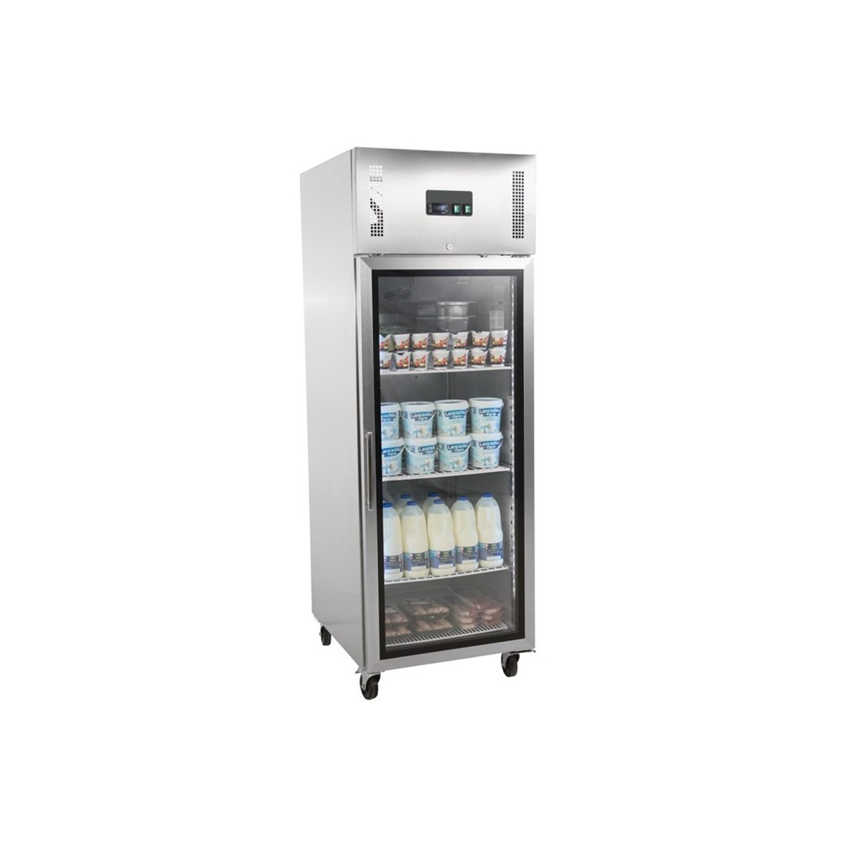 Réfrigérateur inox 600 L / 1 porte vitrée