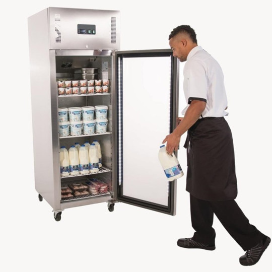 Réfrigérateur inox 600 L / 1 porte vitrée