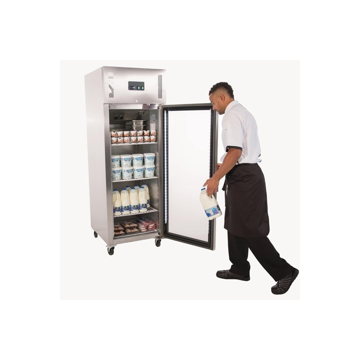 Réfrigérateur inox 600 L / 1 porte vitrée