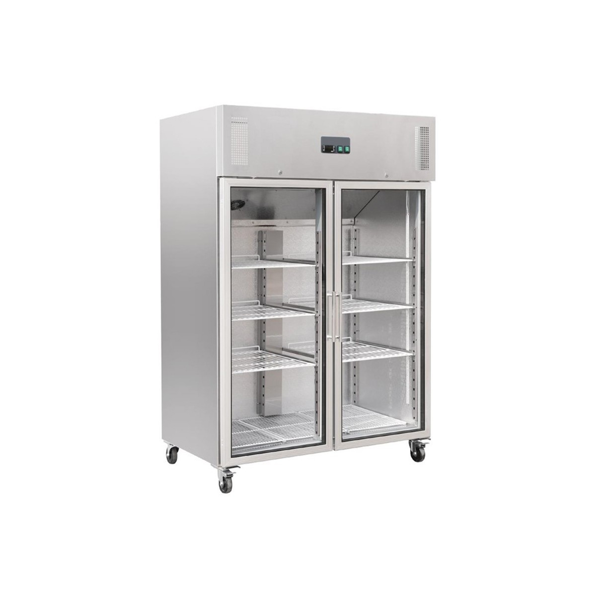 Réfrigérateur inox 1200 L / GN 2/1 / 2 portes vitrées