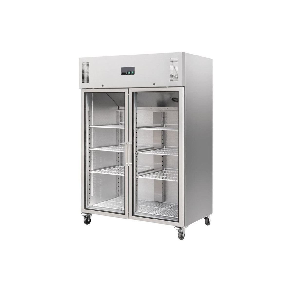 Réfrigérateur inox 1200 L / GN 2/1 / 2 portes vitrées