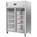 Réfrigérateur inox 1200 L / GN 2/1 / 2 portes vitrées