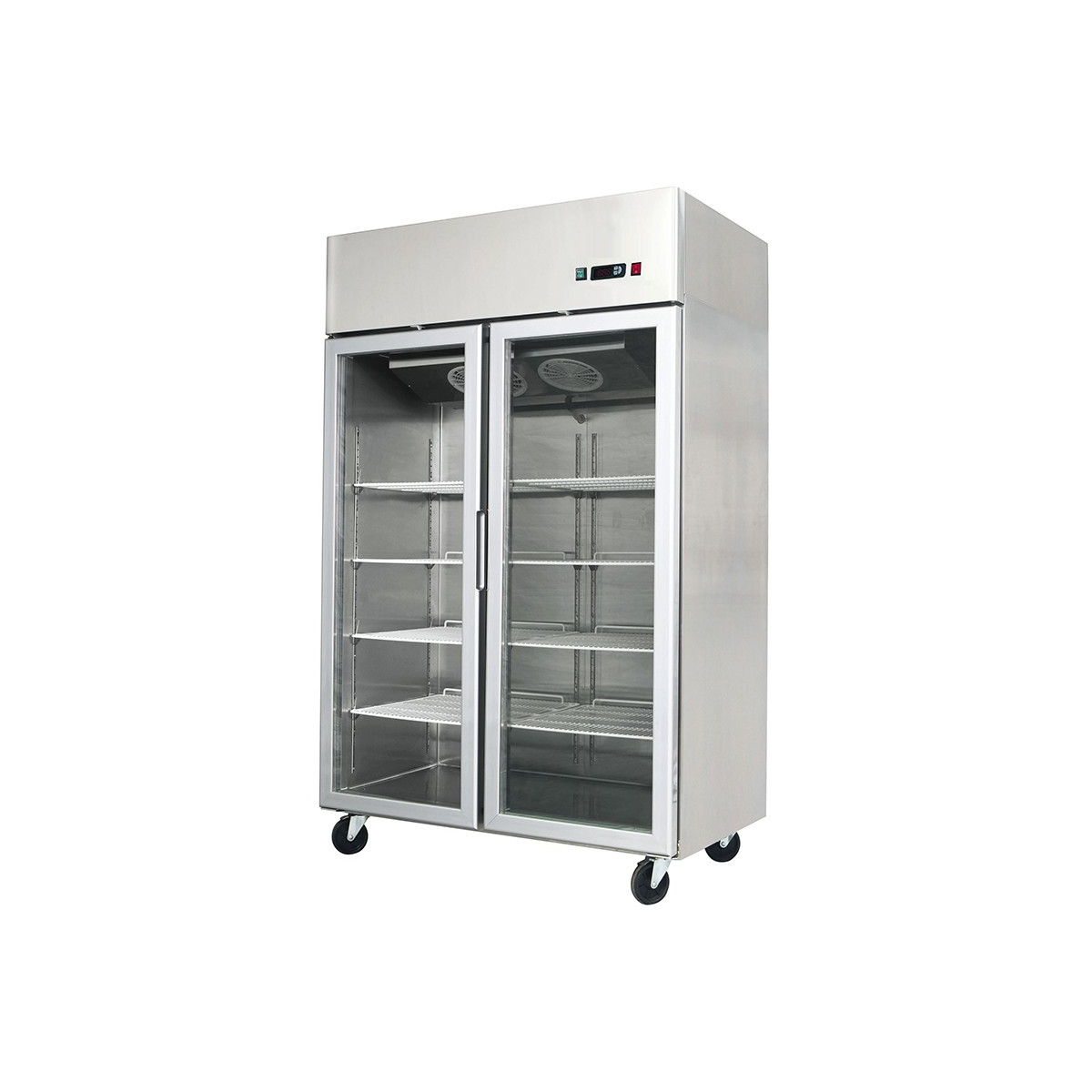 Réfrigérateur inox 1300 L / Tropicalisé / 2 portes vitrées