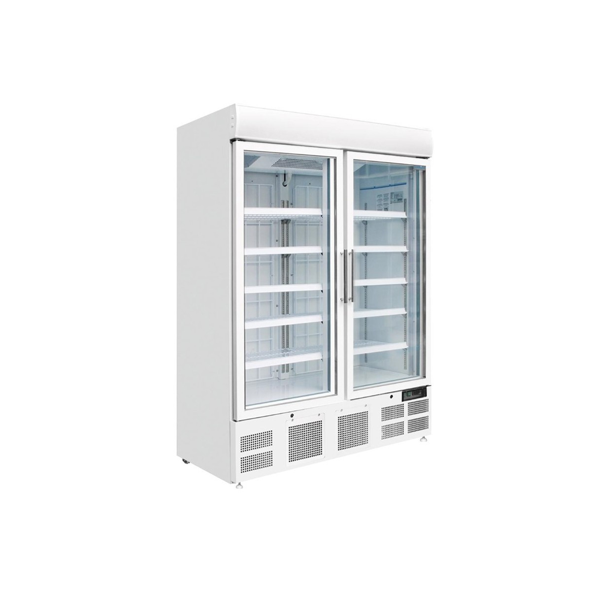 Congélateur blanc 920 L / 2 portes vitrées