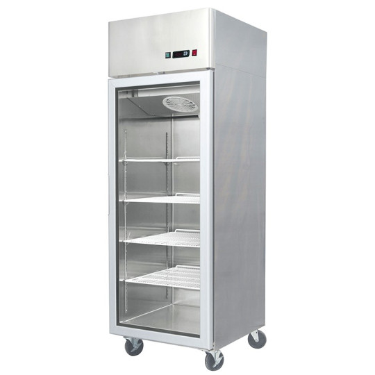 Réfrigérateur inox 450 L / Compact / 1 porte vitrée