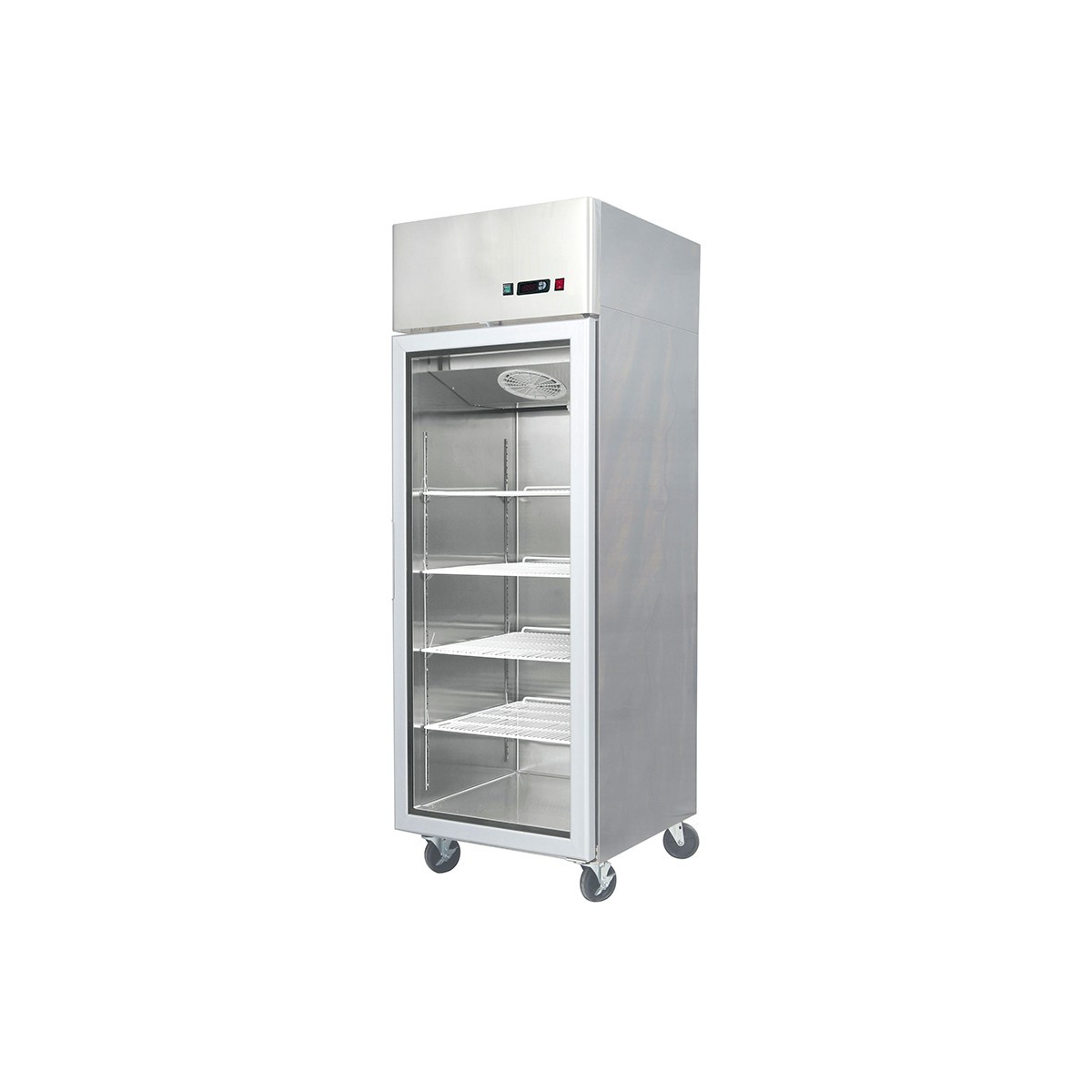 Réfrigérateur inox 450 L / Compact / 1 porte vitrée