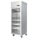 Réfrigérateur inox 450 L / Compact / 1 porte vitrée