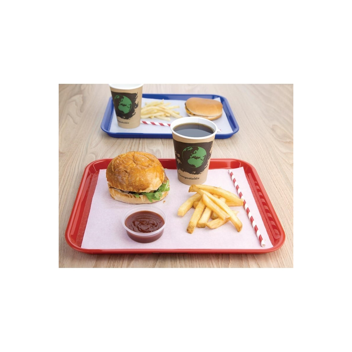 Plateau de service rouge 345x265mm - LOT DE 10