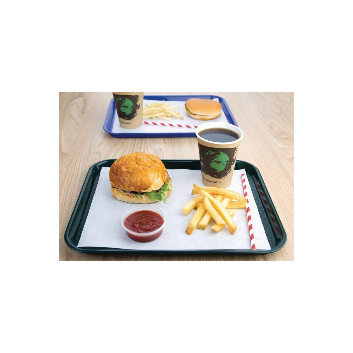 Plateau de service vert 345x265mm - LOT DE 10