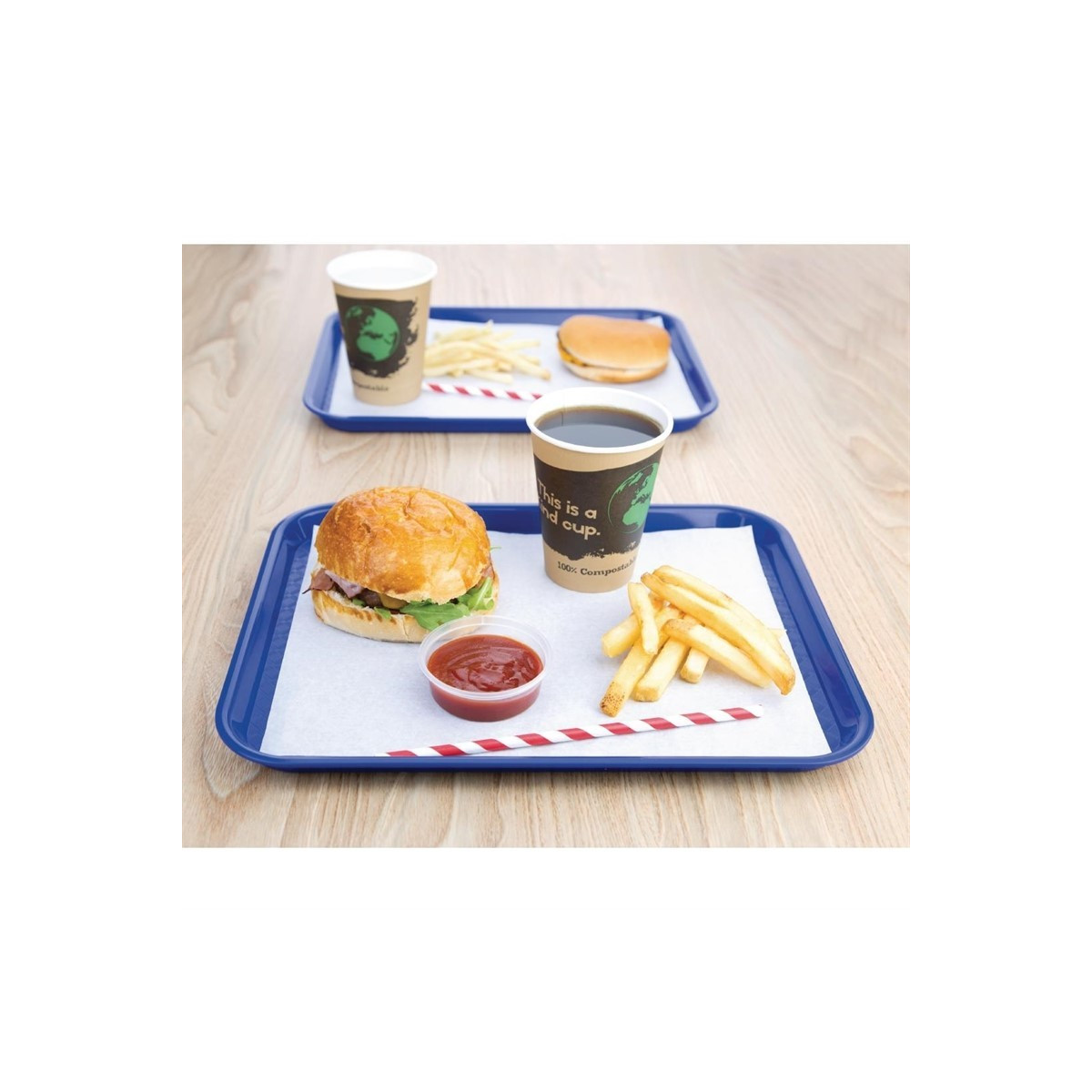 Plateau de service bleu 345x265mm - LOT DE 30
