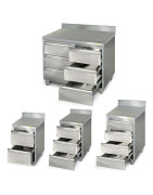 Meuble tiroirs inox avec dosseret profondeur 700 mm