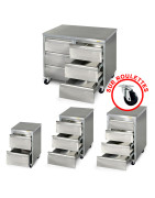 Meuble tiroirs inox sur roulettes profondeur 600 mm
