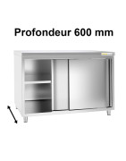 Meuble bas inox avec portes coulissantes profondeur 600 mm