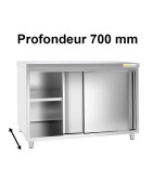 Meuble bas inox avec portes coulissantes profondeur 700 mm