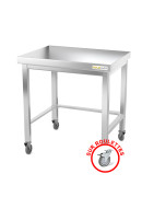 Table de travail inox sur roulettes avec renfort profondeur 800 mm