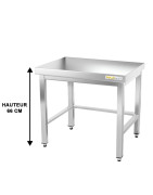 Table de travail inox soubassement avec renfort profondeur 800 mm