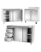Meubles Bas Inox à Portes Coulissantes 