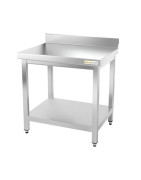 Table de travail inox avec étagère inférieure et dosseret profondeur 600 mm
