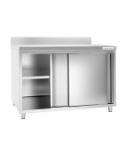 Meuble bas inox avec portes coulissantes et dosseret profondeur 600 mm