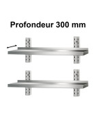 2 x Etagère murale inox profondeur 300 mm