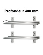 2 x Etagère murale inox profondeur 400 mm