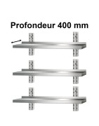 3 x Etagère murale inox profondeur 400 mm